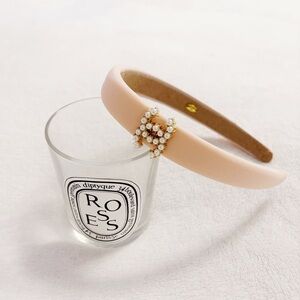 Pastel Peach Pink Pearl Formal Elegant Hair Accessory Headband